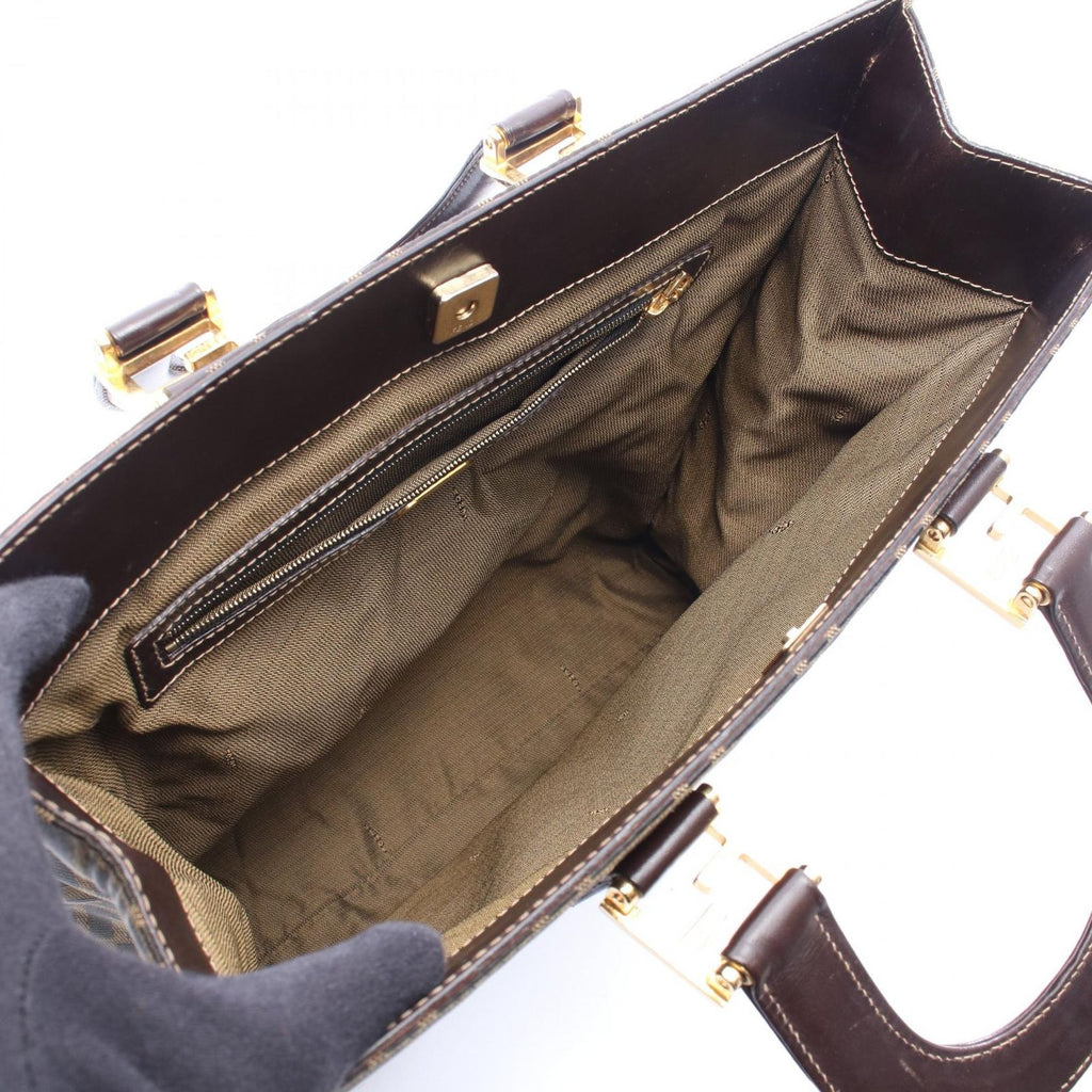 Fendi Tote Zucca Brown Black Canvas Leather — view 3
