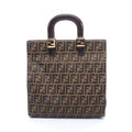 Fendi Tote Zucca Brown Black Canvas Leather