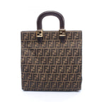 Fendi Tote Zucca Brown Black Canvas Leather