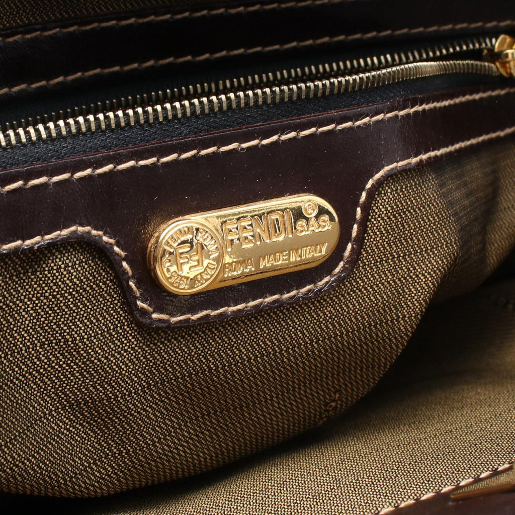 Fendi Tote Zucca Brown Black Canvas Leather — view 4