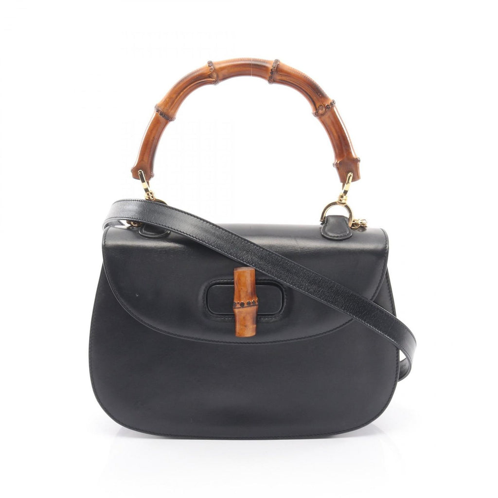 Gucci Handbag Bamboo 000 Black Leather 2-Way