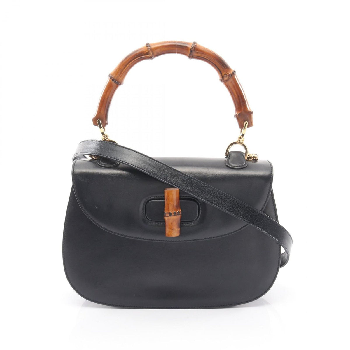 Gucci Handbag Bamboo 000 Black Leather 2-Way
