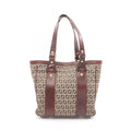 Fendi Tote Zucchino Beige Brown Canvas Leather