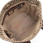 Fendi Tote Zucchino Beige Brown Canvas Leather — view 3