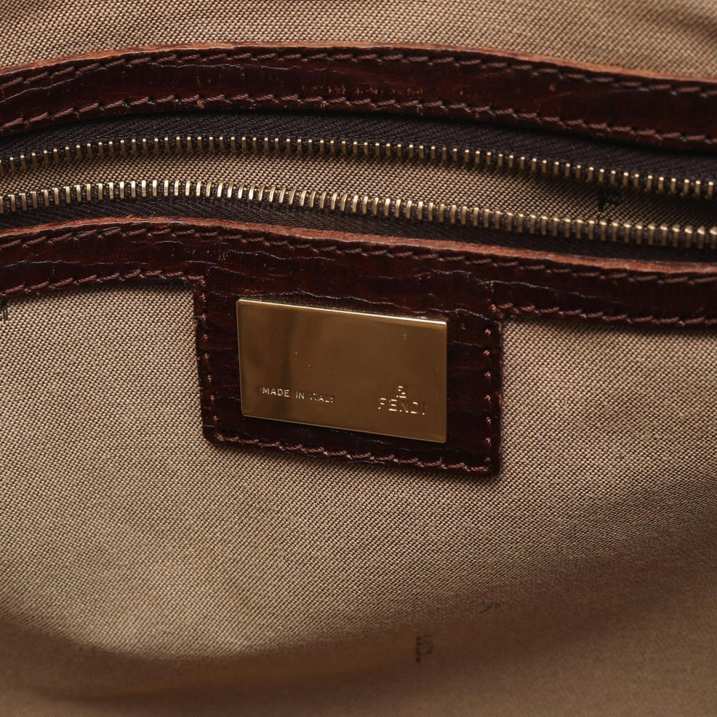 Fendi Tote Zucchino Beige Brown Canvas Leather — view 4