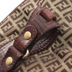 Fendi Tote Zucchino Beige Brown Canvas Leather — view 7