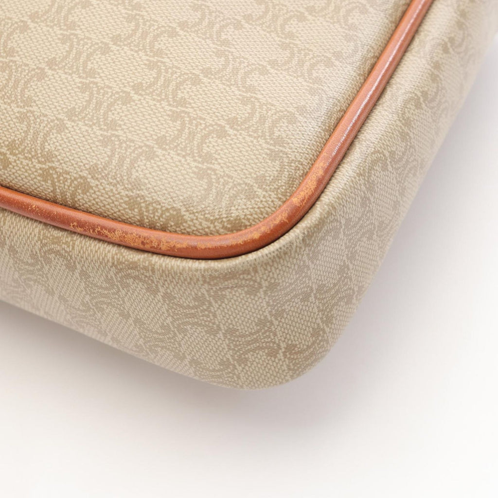 Celine Clutch Macadam Beige Canvas Leather Triomphe — view 7