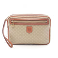 Celine Clutch Macadam Beige Canvas Leather Triomphe