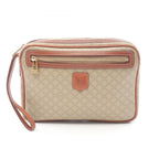 Celine Clutch Macadam Beige Canvas Leather Triomphe