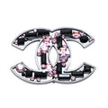 Chanel CC Logo Bijou Brooch Rhinestone Pink Black 03 AW