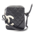 Chanel Shoulder Bag Cambon Line Small Black White Leather Pochette