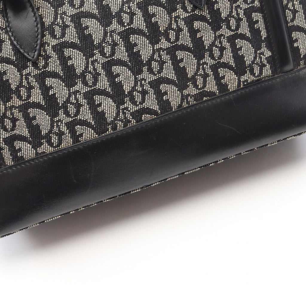 Dior Handbag Trotter Black Beige Canvas Leather Hand — view 5