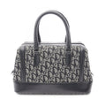 Dior Handbag Trotter Black Beige Canvas Leather Hand