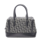 Dior Handbag Trotter Black Beige Canvas Leather Hand
