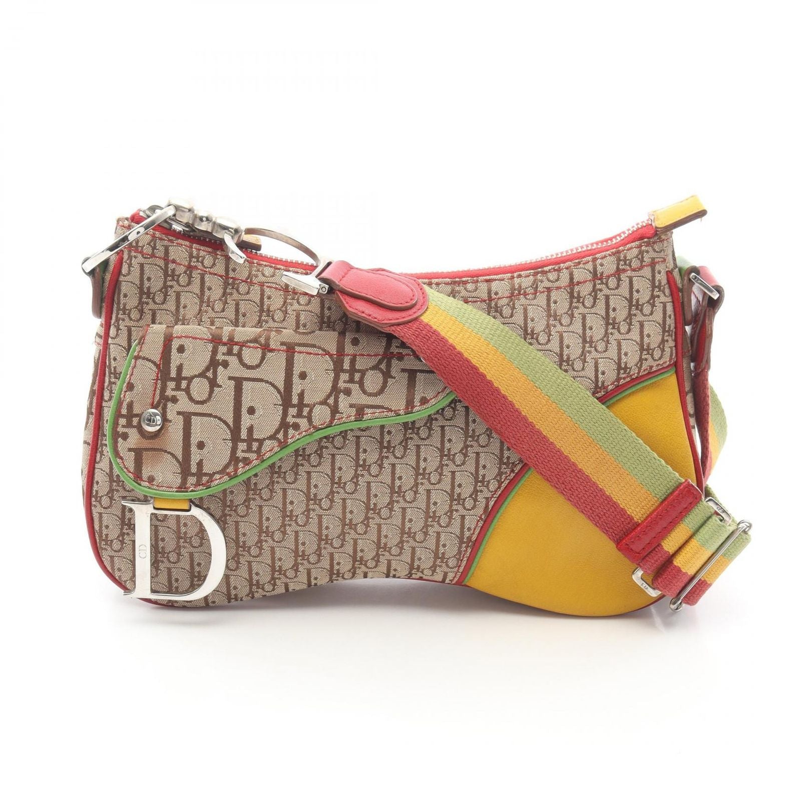 Dior Shoulder Bag Rasta Trotter Saddle Pocket Canvas Leather