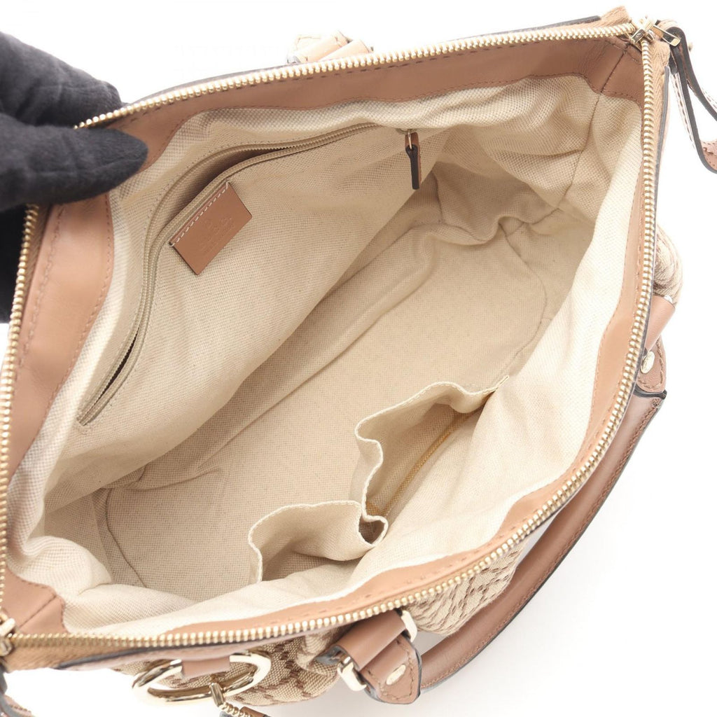 Gucci Handbag Ski Diamante 2-Way Beige Pink Canvas Leather — view 3