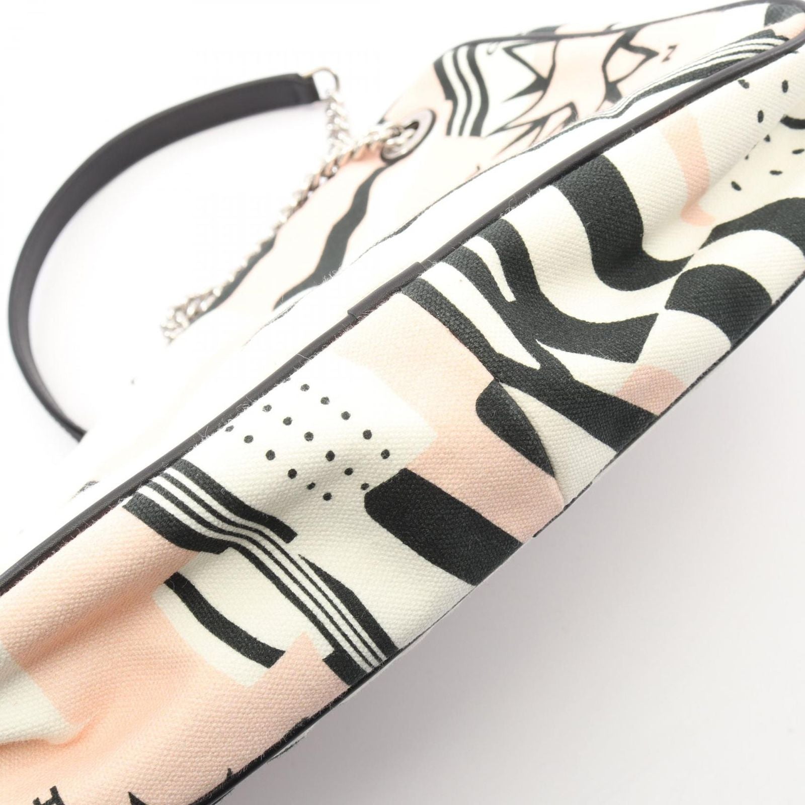 Chanel Shoulder Bag Pausa Lapausa Cruz Line White Light Pink Canvas Leather — view 8