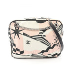 Chanel Shoulder Bag Pausa Lapausa Cruz Line White Light Pink Canvas Leather