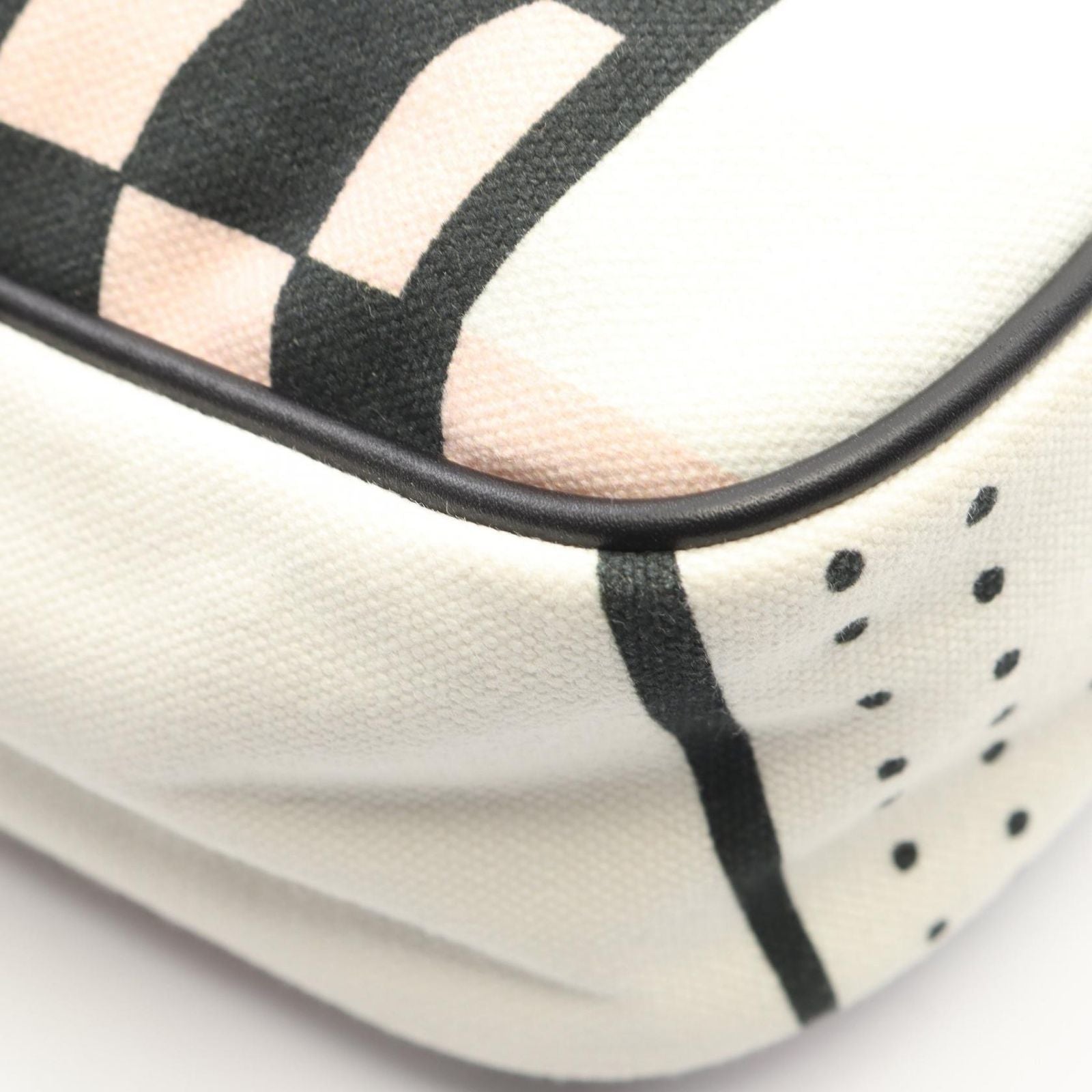 Chanel Shoulder Bag Pausa Lapausa Cruz Line White Light Pink Canvas Leather — view 6