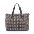 Fendi Tote Zucchino Brown Canvas Leather