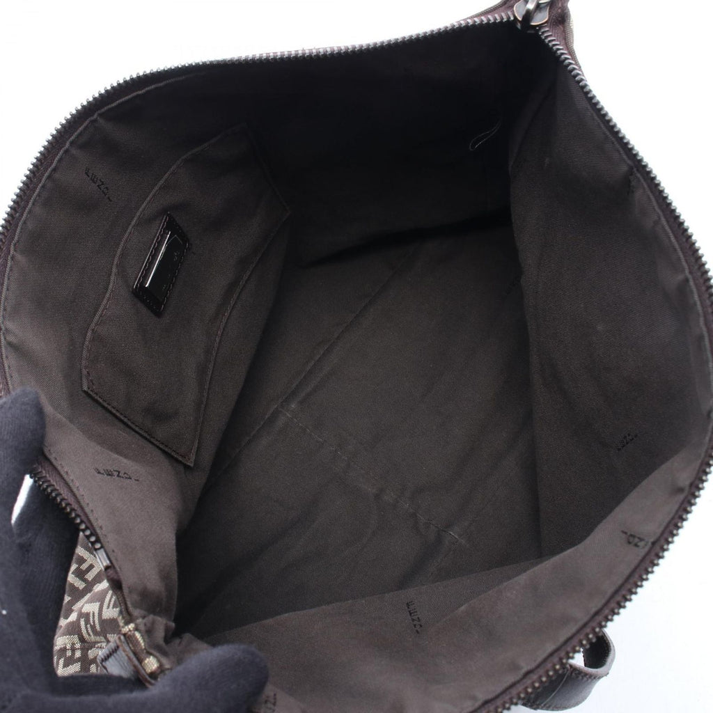 Fendi Tote Zucchino Brown Canvas Leather — view 3
