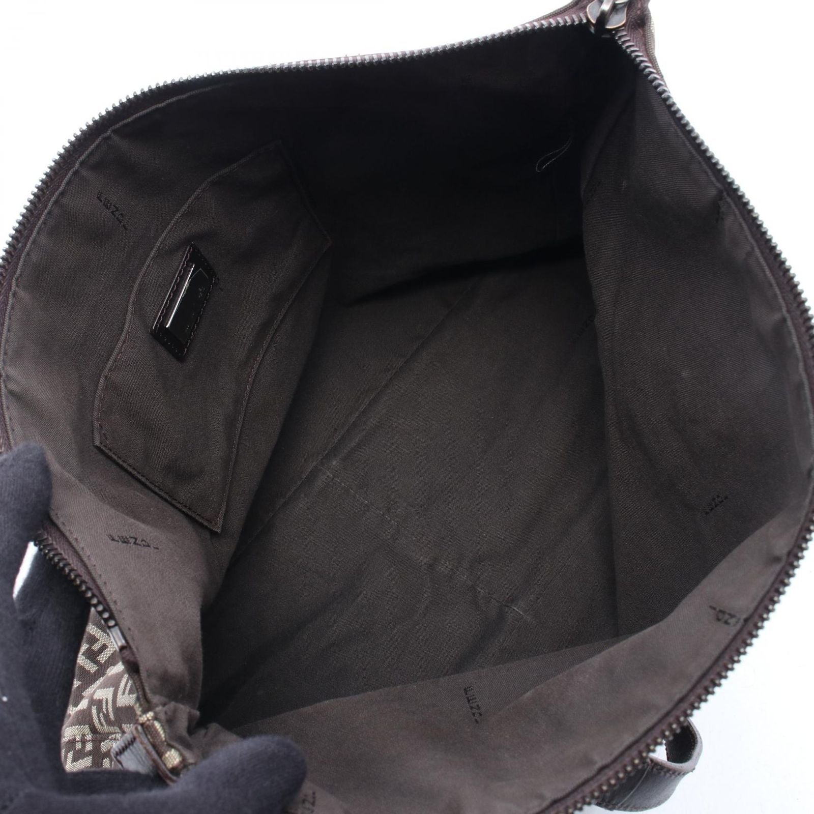 Fendi Tote Zucchino Brown Canvas Leather — view 3