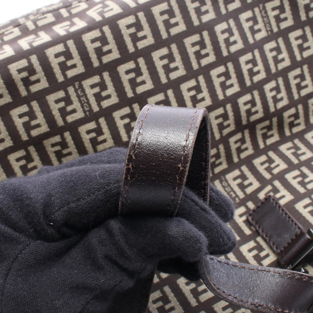 Fendi Tote Zucchino Brown Canvas Leather — view 6