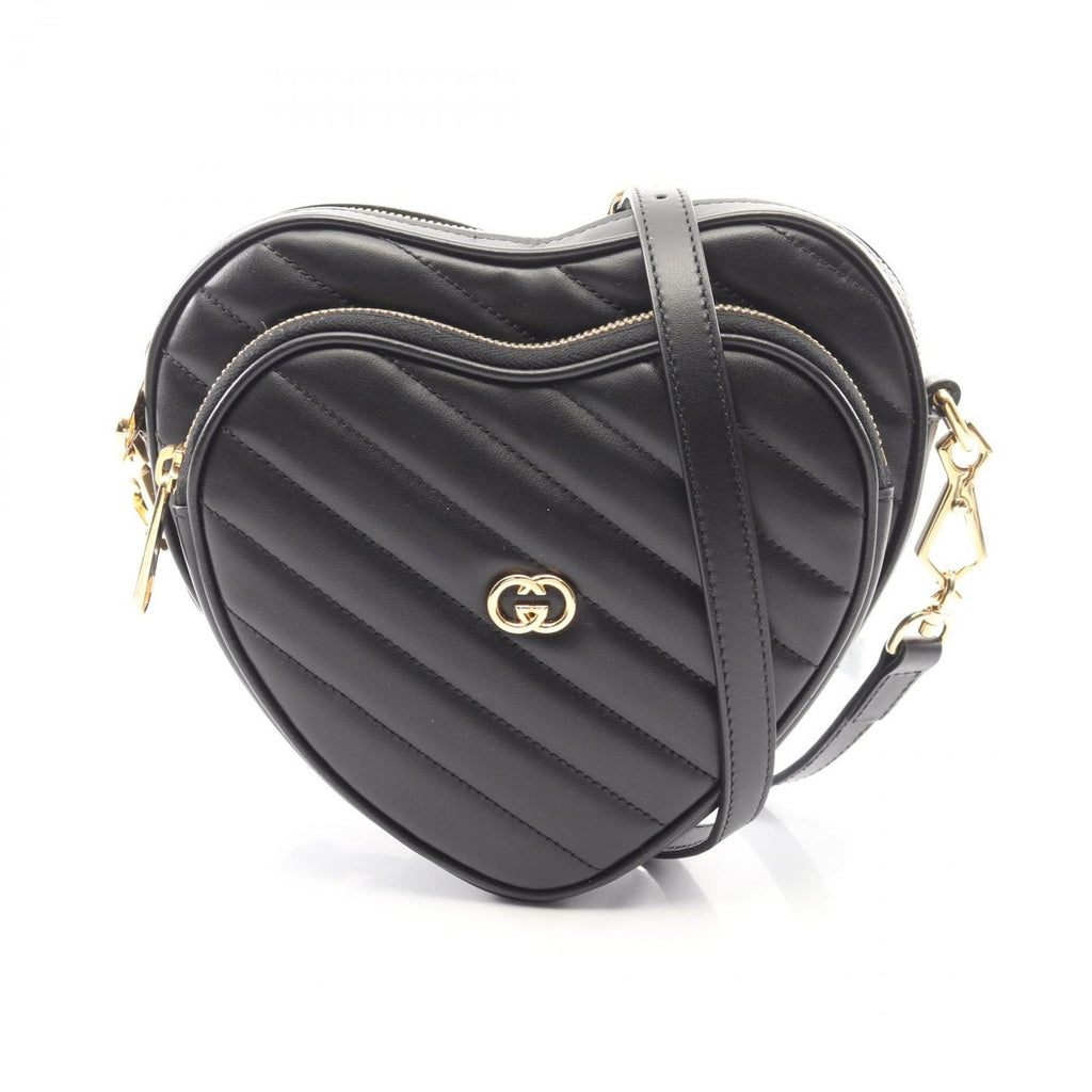 Gucci Shoulder Bag Interlocking Heart Black Leather