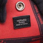 Hermes Tote Garden Party PM Bolduc Ribbon Ecru Black Leather — view 4