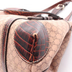 Celine Handbag Macadam Pink Beige Canvas Leather Tote — view 6