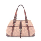 Celine Handbag Macadam Pink Beige Canvas Leather Tote