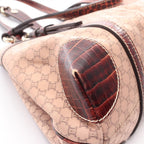 Celine Handbag Macadam Pink Beige Canvas Leather Tote — view 7