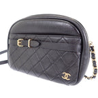 Chanel Camera Bag Lambskin Leather Quilted CC Logo Black Vintage Gold Mini Party — view 7