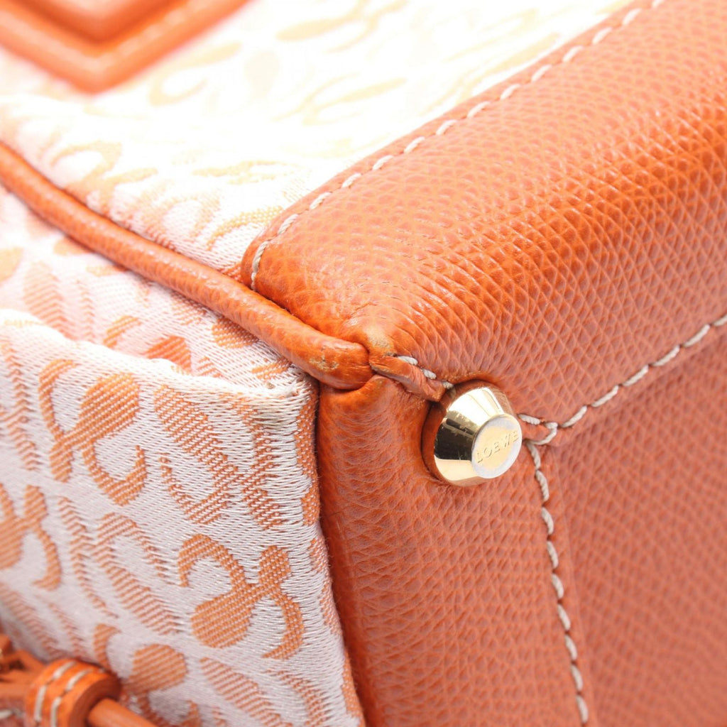 Loewe Anagram Small Bowling Bag Orange Canvas Leather — view 6