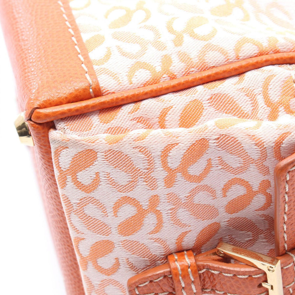 Loewe Anagram Small Bowling Bag Orange Canvas Leather — view 7