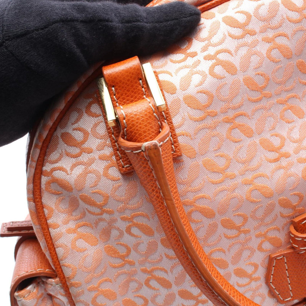 Loewe Anagram Small Bowling Bag Orange Canvas Leather — view 5