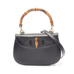 Gucci Handbag Bamboo 2-Way Black Leather Shoulder