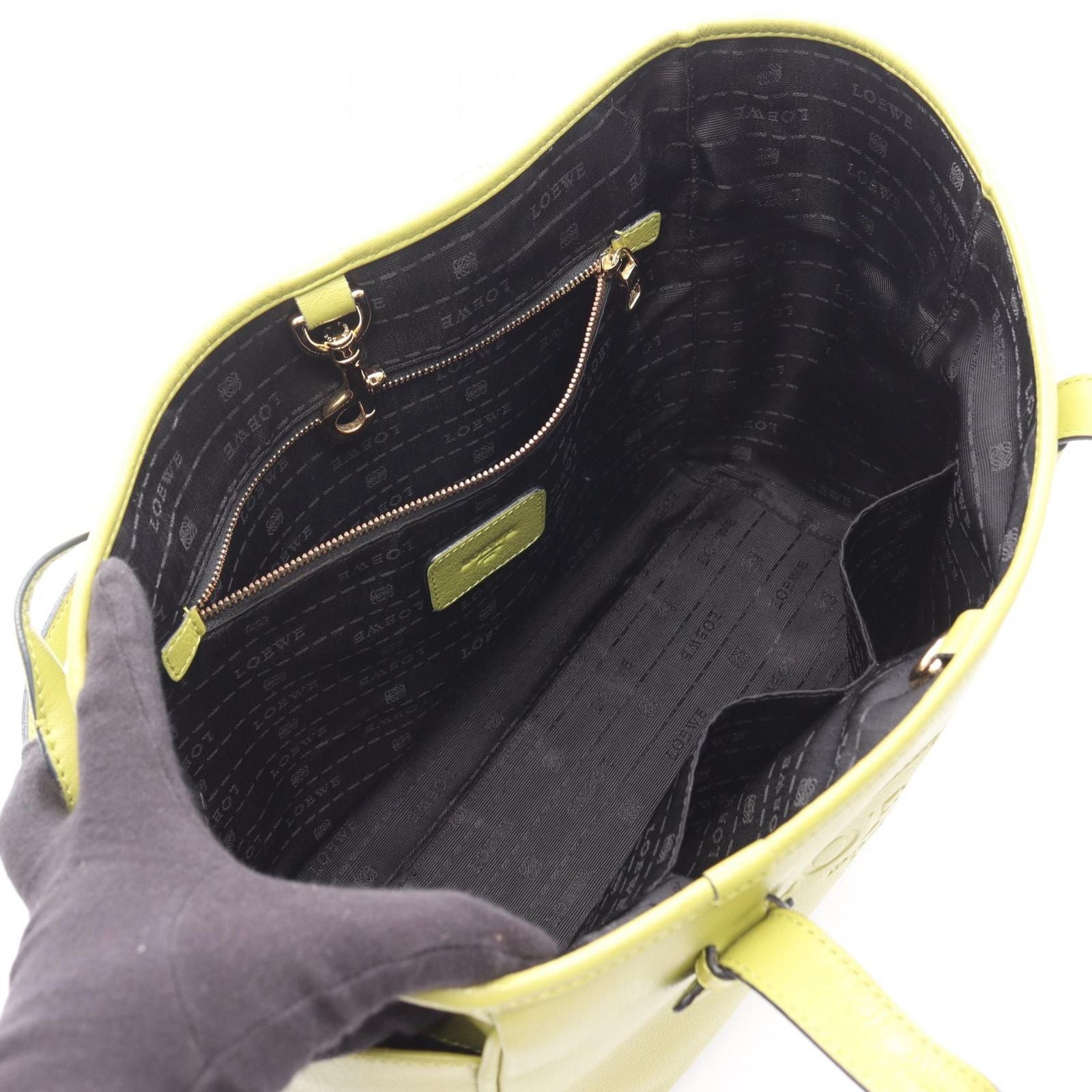 Loewe Tote Heritage Small Lime Green Leather — view 3