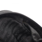 Prada Handbag Black Nylon Leather Line Angle Logo — view 5