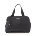 Prada Handbag Black Nylon Leather Line Angle Logo