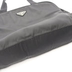 Prada Handbag Black Nylon Leather Line Angle Logo — view 6