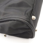 Prada Handbag Black Nylon Leather Line Angle Logo — view 7
