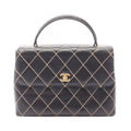Chanel Handbag Wild Stitch Top Handle Black Leather