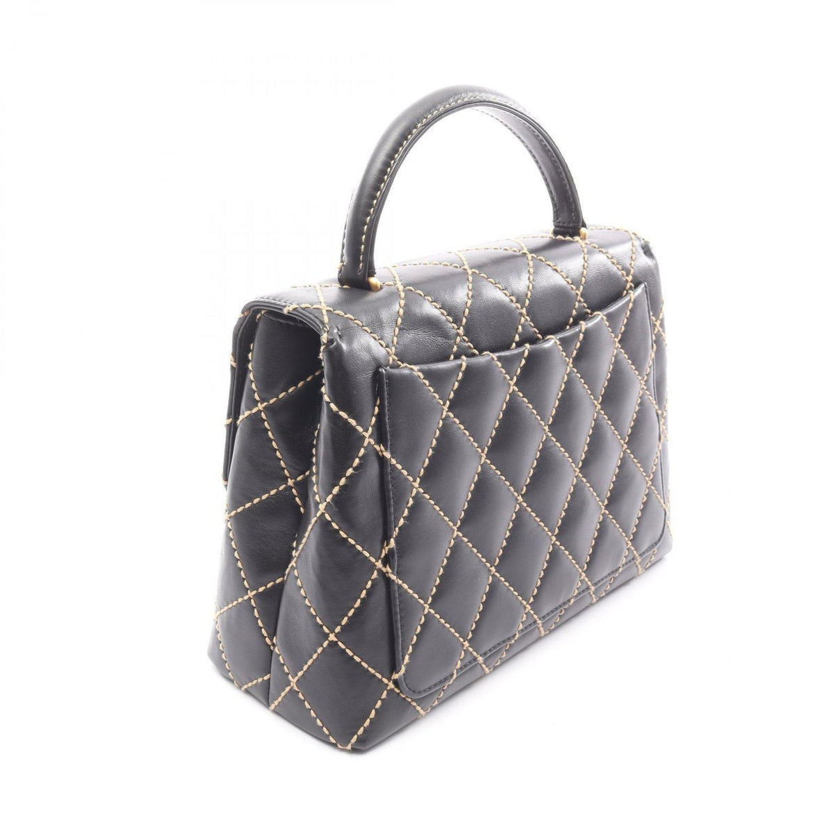 Chanel Handbag Wild Stitch Top Handle Black Leather — view 2