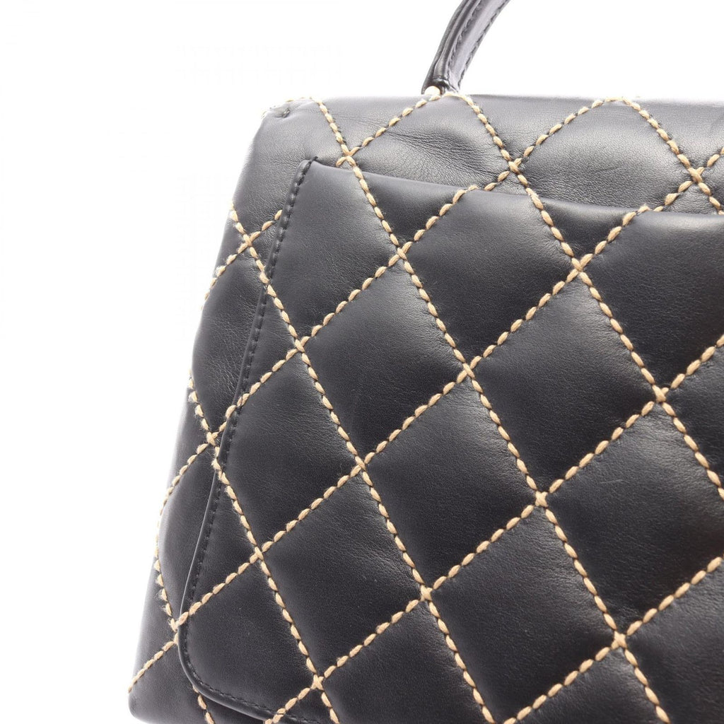 Chanel Handbag Wild Stitch Top Handle Black Leather — view 9