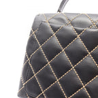 Chanel Handbag Wild Stitch Top Handle Black Leather — view 9