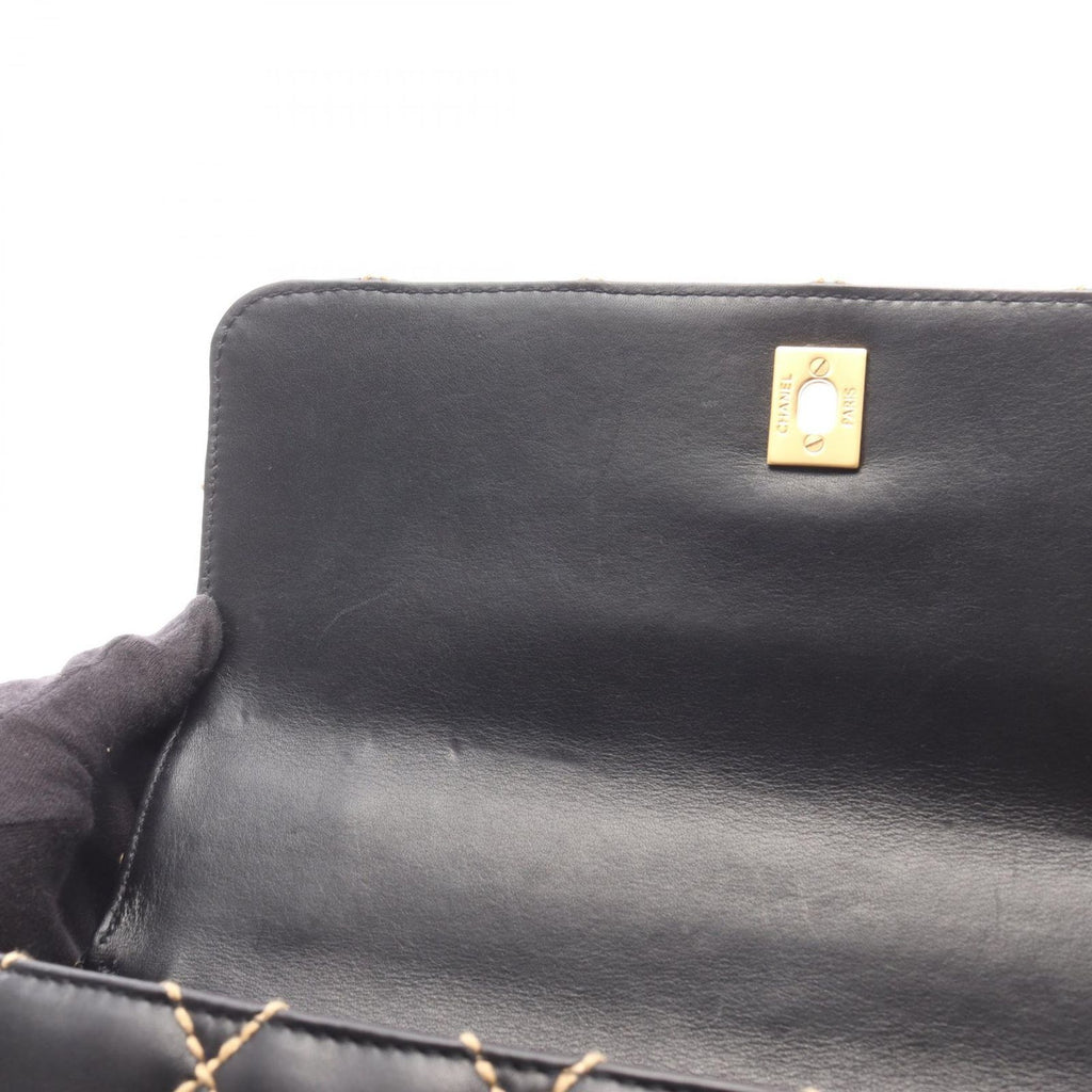Chanel Handbag Wild Stitch Top Handle Black Leather — view 6