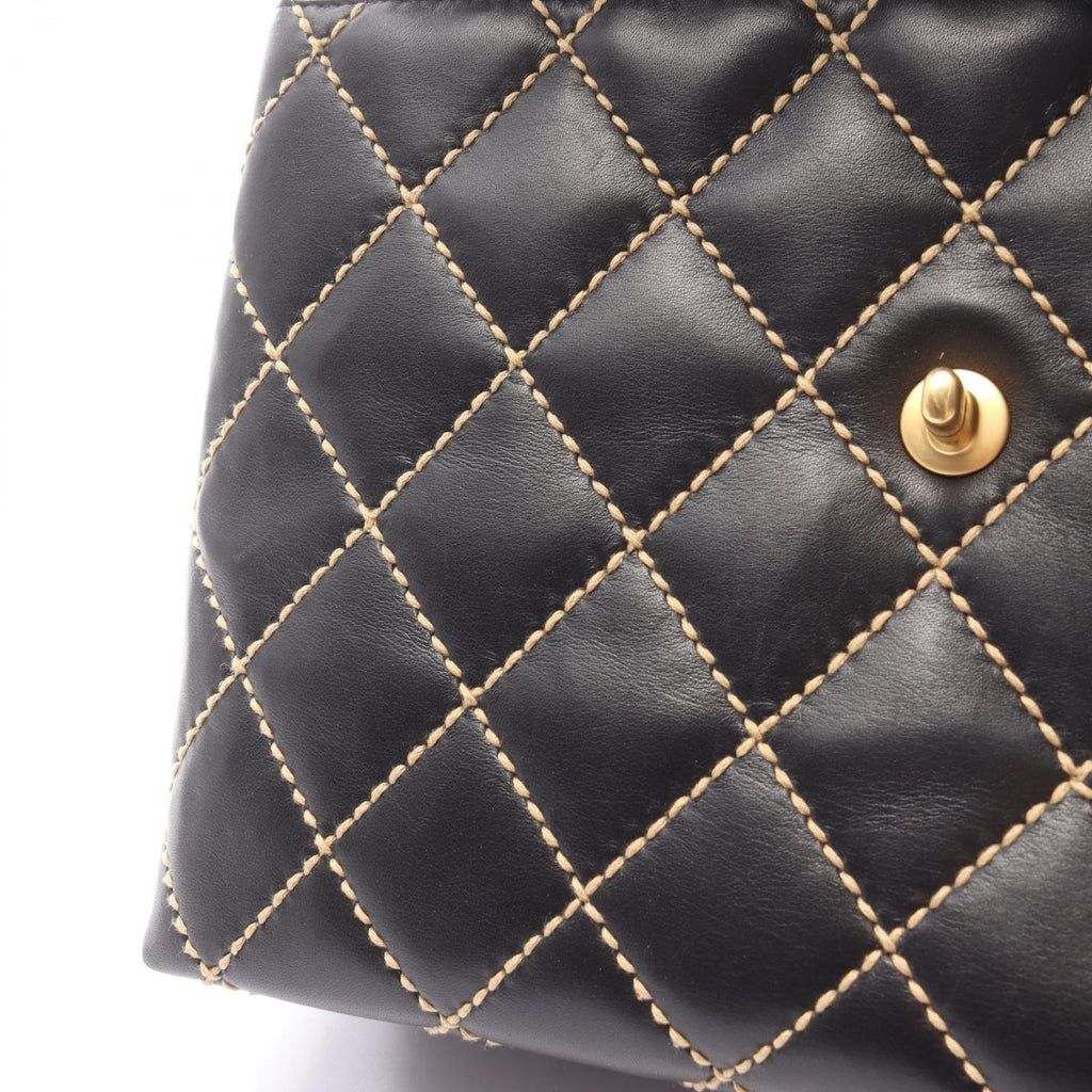 Chanel Handbag Wild Stitch Top Handle Black Leather — view 8