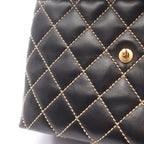 Chanel Handbag Wild Stitch Top Handle Black Leather — view 8
