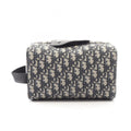 Dior Clutch Rango White Jacquard Navy Canvas Leather Blue Toiletries Case